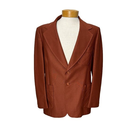 1970s mens blazer caramel brown with double vent Size 42